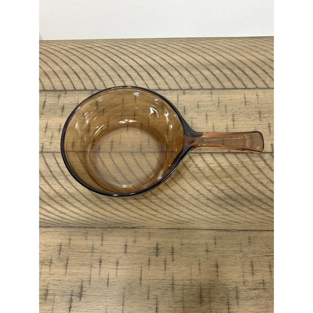 Corning Visions Small Skillet  Amber & Lid .5 L Capacity USA Vintage VTG